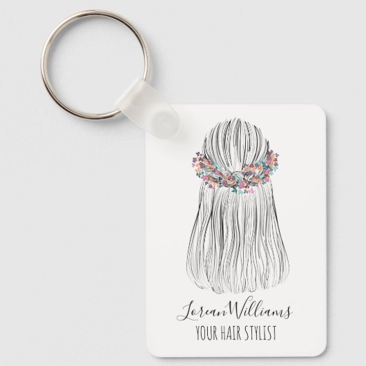 Boho Hair Stylist Flower Crown Bridal Hairstyle キーホルダー (正面)