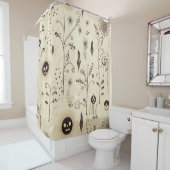 Boho Halloween Masks & Botanical Swirls Pattern シャワーカーテン (インサイチュ)