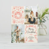 Boho Handモダン Drawn Bowsメリークリスマスフォト シーズンカード (スタンド正面)