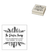 Boho Hand描画された葉差出人住所フレーム ラバースタンプ (押印)