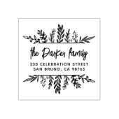 Boho Hand描画された葉差出人住所フレーム ラバースタンプ (インプリント)