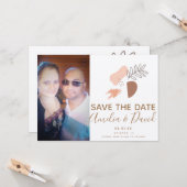 Boho Hand描画抽象芸術日付写真を保存 カード (正面/裏面インサイチュ)