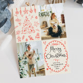 Boho Hand Drawn 自然 Merry Christmas 2写真 シーズンカード