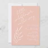 Boho Hand-drawn Wildflower Blush Pink Baby Shower 招待状 (正面)