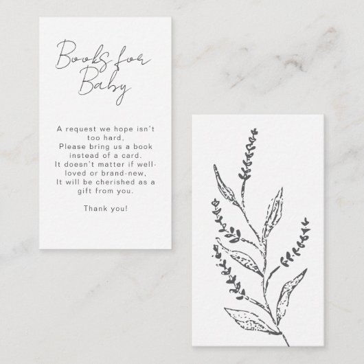 Boho Hand-drawn Wildflower Books For Baby Shower エンクロージャーカード (正面/裏面)
