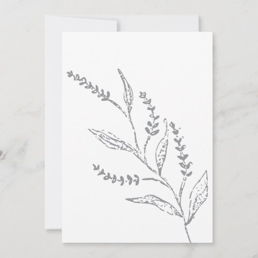 Boho Hand-drawn Wildflower White Grey Baby Shower 招待状 (裏面)