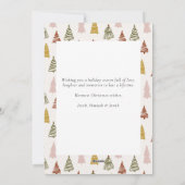 Boho Hand Drawn Winter Wood Pines Photo Christmas シーズンカード (裏面)
