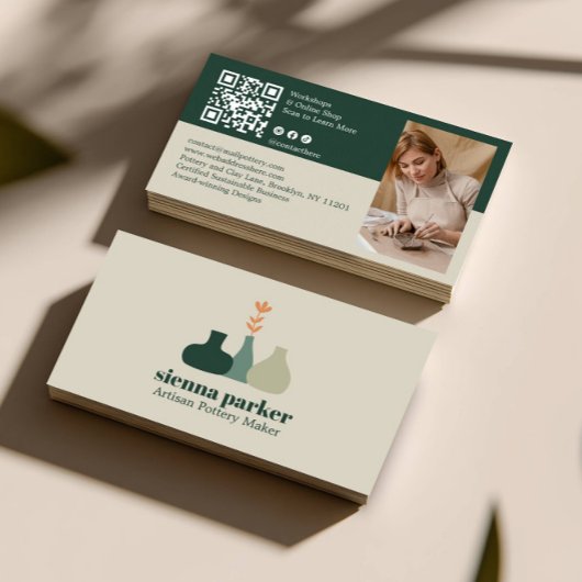 BOHO  HANDMADE POTTERY CERAMIC QR CODE PHOTO 名刺