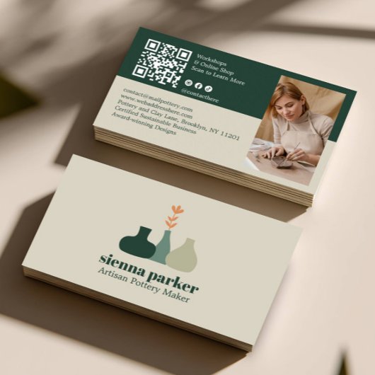 BOHO HANDMADE POTTERY CERAMIC QR CODE PHOTO 名刺