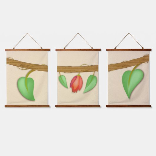 Boho Hanging Floral Set Continuous Branch 吊り下げ型タペストリー (トリプル)