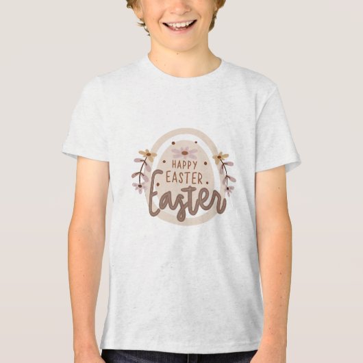 Boho Happy Easter Floral Egg Pastel Spring Illustr トライブレンドTシャツ (正面)