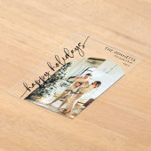 Boho Happy Holidays Arch Photo Christmas Card アクリル招待状 (レイダウン)