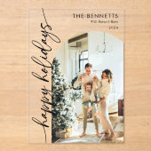 Boho Happy Holidays Arch Photo Christmas Card アクリル招待状 (正面)