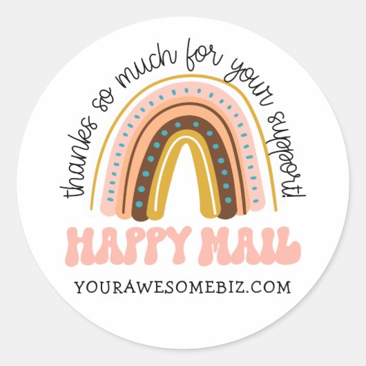 Boho Happy Mail 感謝してい for Your Support Business ラウンドシール (正面)