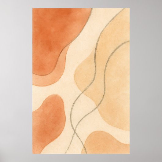 Boho Harmony | Minimalist Abstract Wall Art ポスター (正面)