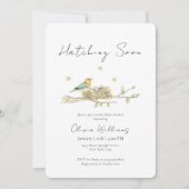 Boho Hatching Soon Bird Nest Baby Shower 招待状 (正面)