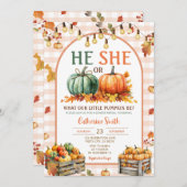 Boho He or She Pumpkin Gender秋秋 招待状 (正面/裏面)