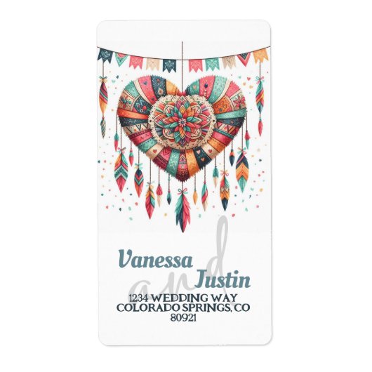 Boho Heart Piniata Address ラベル (正面)