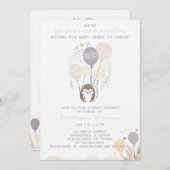 Boho Hedgehog On Pins & Inledsベビーシャワー 招待状 (正面/裏面)