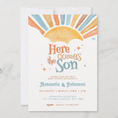  Boho Here Comes the Son Baby Shower 招待状 (正面)