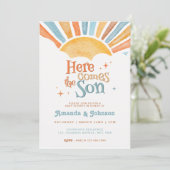  Boho Here Comes the Son Baby Shower 招待状 (スタンド正面)