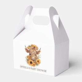 Boho Highland牛ひまわり花赤ちゃんシャワーありがとう フェイバーボックス