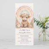 Boho Highland Cow Slim Baby Shower Neutral Rainbow 招待状 (スタンド正面)