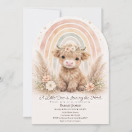 Boho Highland Cow Soft Rainbow Baby Shower Arch 招待状
