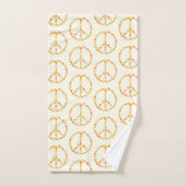 Boho Hippieフローラピースサインパターンin黄色 バスタオルセット (ハンドタオル)