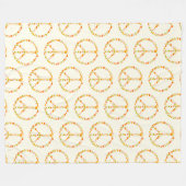 Boho Hippieフローラピースサインパターンin黄色 フリースブランケット (正面(横))