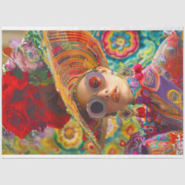 Boho Hippie鮮やかな色のデコパージュ 薄葉紙