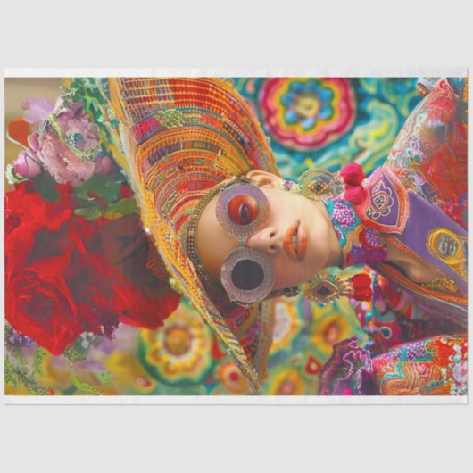 Boho Hippie鮮やかな色のデコパージュ 薄葉紙 (正面)