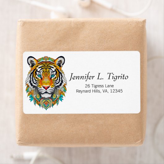 Boho Hippie Chic Floral Year of the Tiger ラベル (インサイチュ)