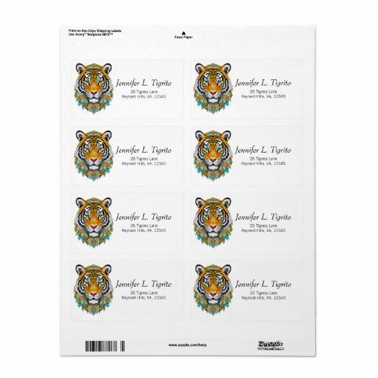 Boho Hippie Chic Floral Year of the Tiger ラベル (フルシート)