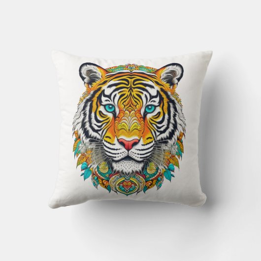 Boho Hippie Floral Year of the Tiger Art クッション (裏面)