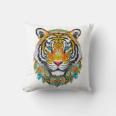 Boho Hippie Floral Year of the Tiger Art クッション (正面)