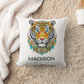 Boho Hippie Floral Year of the Tiger Art クッション (ブランケット)