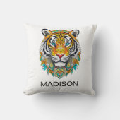 Boho Hippie Floral Year of the Tiger Art クッション (正面)