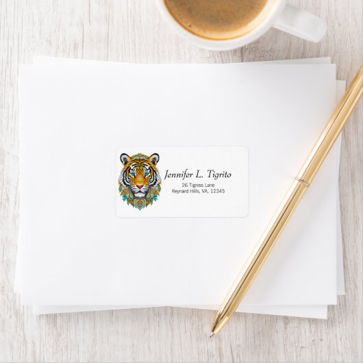 Boho Hippie Floral Year of the Tiger Art ラベル (インサイチュ)