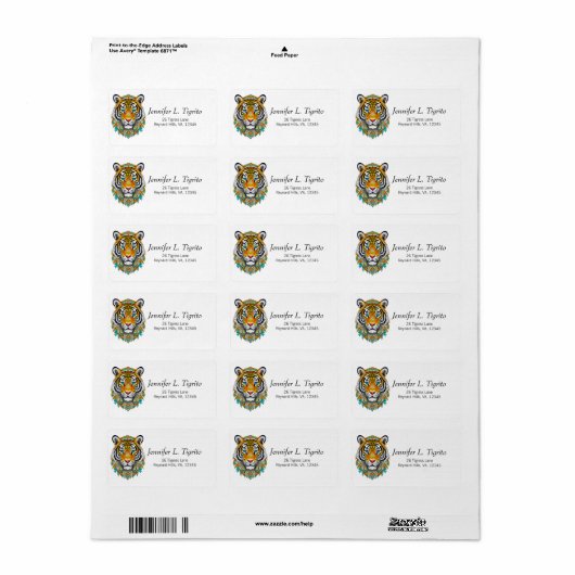 Boho Hippie Floral Year of the Tiger Art ラベル (フルシート)