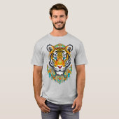 Boho Hippie Floral Year of the Tiger Art Tシャツ (正面フル)