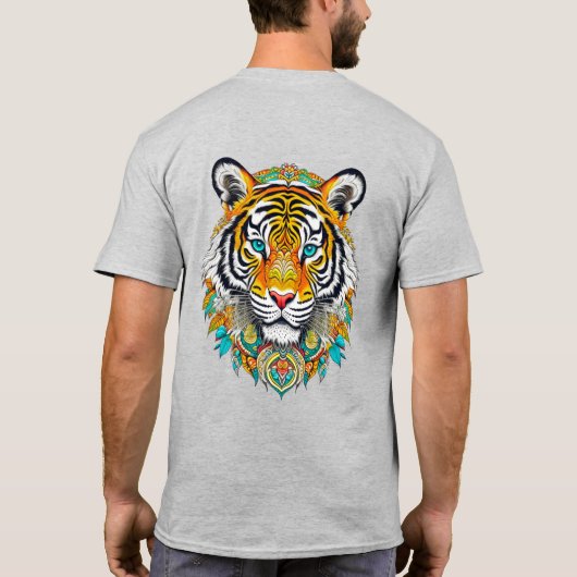 Boho Hippie Floral Year of the Tiger Art Tシャツ (裏面)