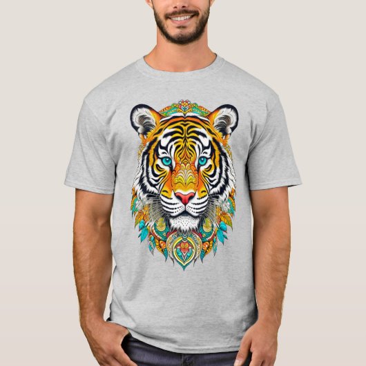 Boho Hippie Floral Year of the Tiger Art Tシャツ (正面)