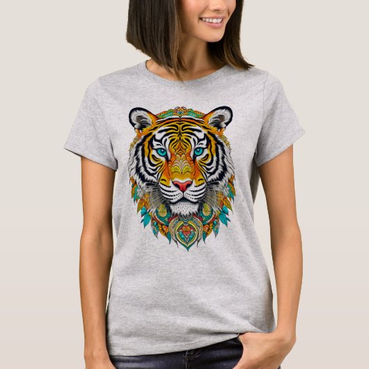 Boho Hippie Floral Year of the Tiger Art Tシャツ (正面)