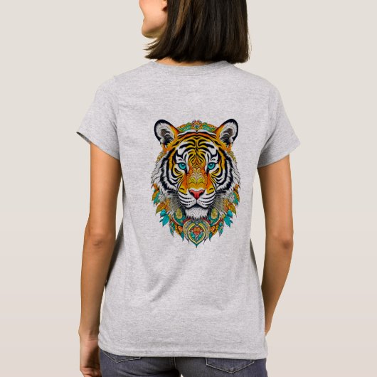 Boho Hippie Floral Year of the Tiger Art Tシャツ (裏面)