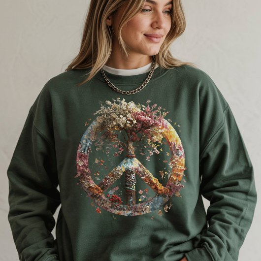 Boho Hippie Peace Sign Sweatshirt スウェットシャツ