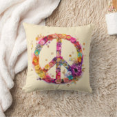 Boho Hippy 60s 70s Peace Sign クッション (ブランケット)