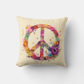 Boho Hippy 60s 70s Peace Sign クッション (正面)