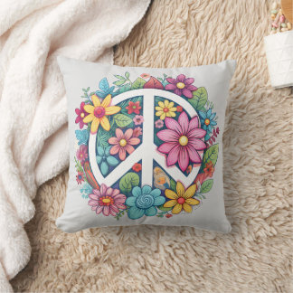 Boho Hippy 60s 70s Peace Sign クッション