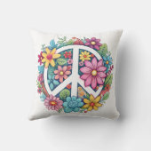 Boho Hippy 60s 70s Peace Sign クッション (裏面)